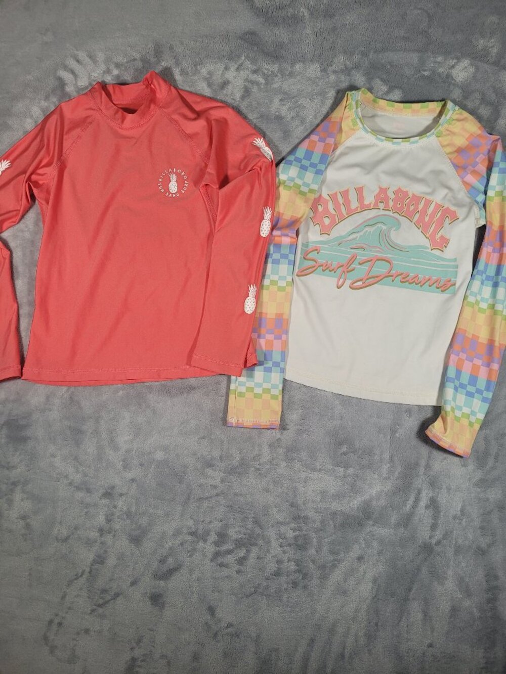 Billabong Girls Rash Guard Swim Tops Long Sleeve Size Medium SET OF 2